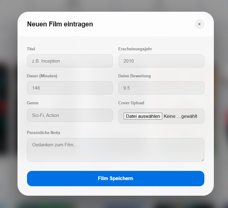 Movie Manager Eingabemaske